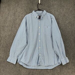 Vineyard Vines Classic Fit Tucker Shirt Blue White Gingham Plaid Men’s XL Preppy